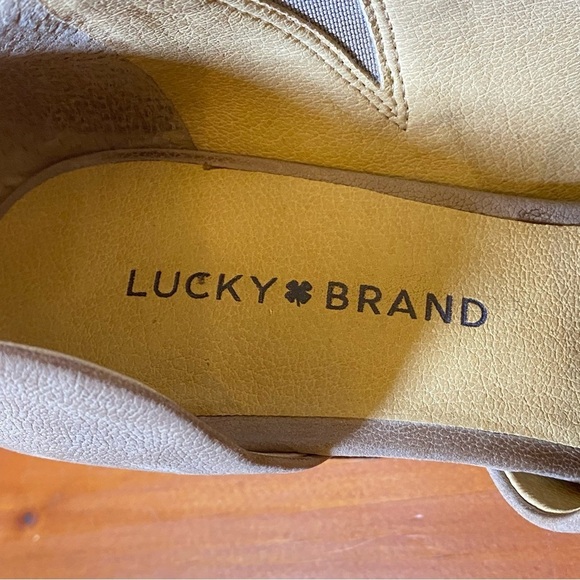 LUCKY BRAND 9M/40 Jexa open toe Tan suede Leather chunky heel sandals Mules - Picture 8 of 10